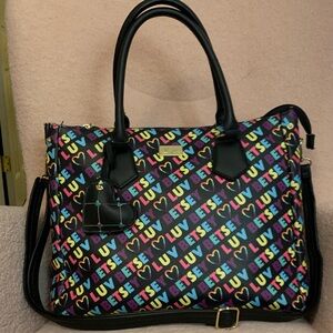 Betsey Johnson Black Multi LUV Print Tote